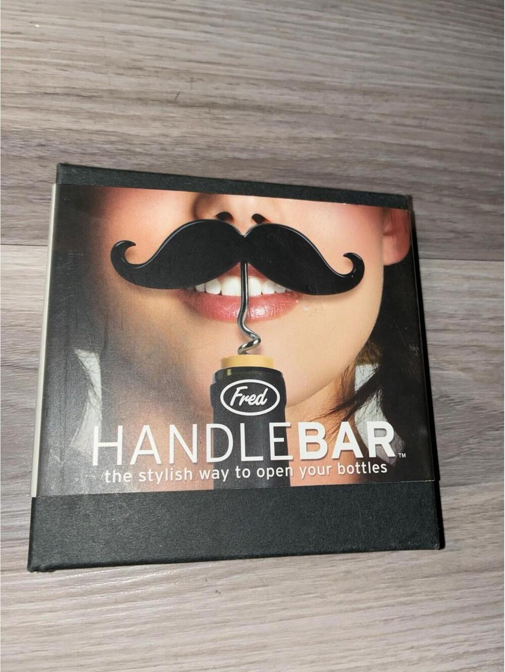 Fred Handlebar Mustache Corkscrew & Bottle Opener Black Multifunctional Metal